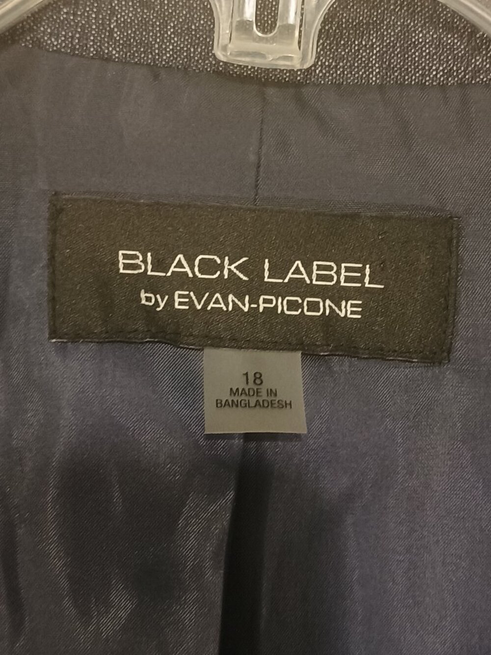 Black Label by Evan-Picone Size 18 Charcoal Gray Open Front Blazer Zip Pockets - Picture 5 of 6